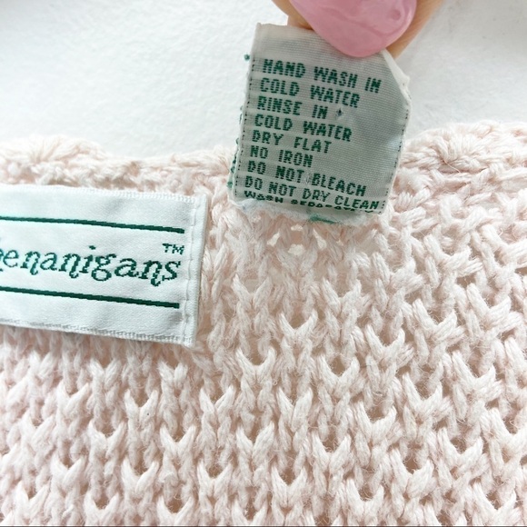 VTG Cable Knit Pale Pink Floral Granny Sweater Sz M - Picture 6 of 7